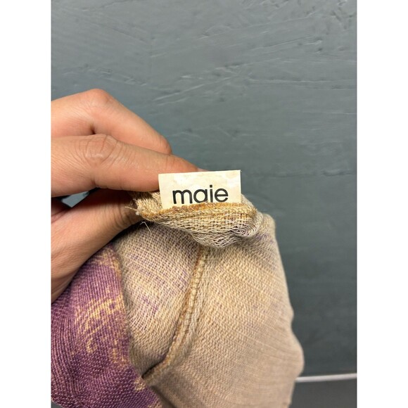 Maje Large Tote Bag Purple Paisley Print Linen Shoulder Carryall Boho Style - Picture 9 of 12